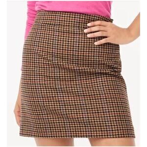 J CREW Houndstooth‎ Tattersall Wool Flannel Mini Skirt Light Academia Preppy 14